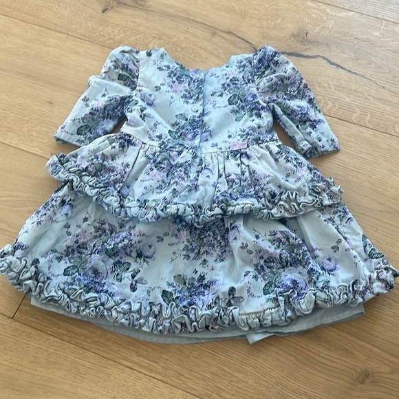 Janie and Jack Floral Puff Sleeve Ruffle Dress 3 Roses - Picture 6 of 6